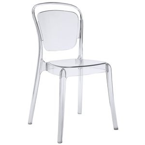 Modway Entreat 18.5&quot Modern Plastic Dining Side Chair in Clear