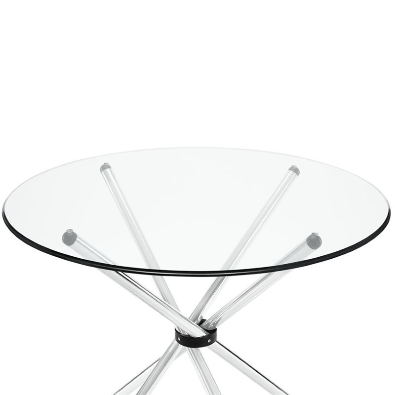 Modway Baton Round Glass Top Dining Table - EEI-1074-CLR