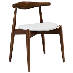 Modway Stalwart 17.5&quot Wood Dining Side Chair in Dark Walnut/White