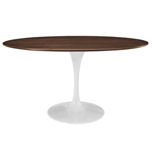 Modway Lippa 60&quot x 35&quot Oval Modern Wood Dining Table in Walnut