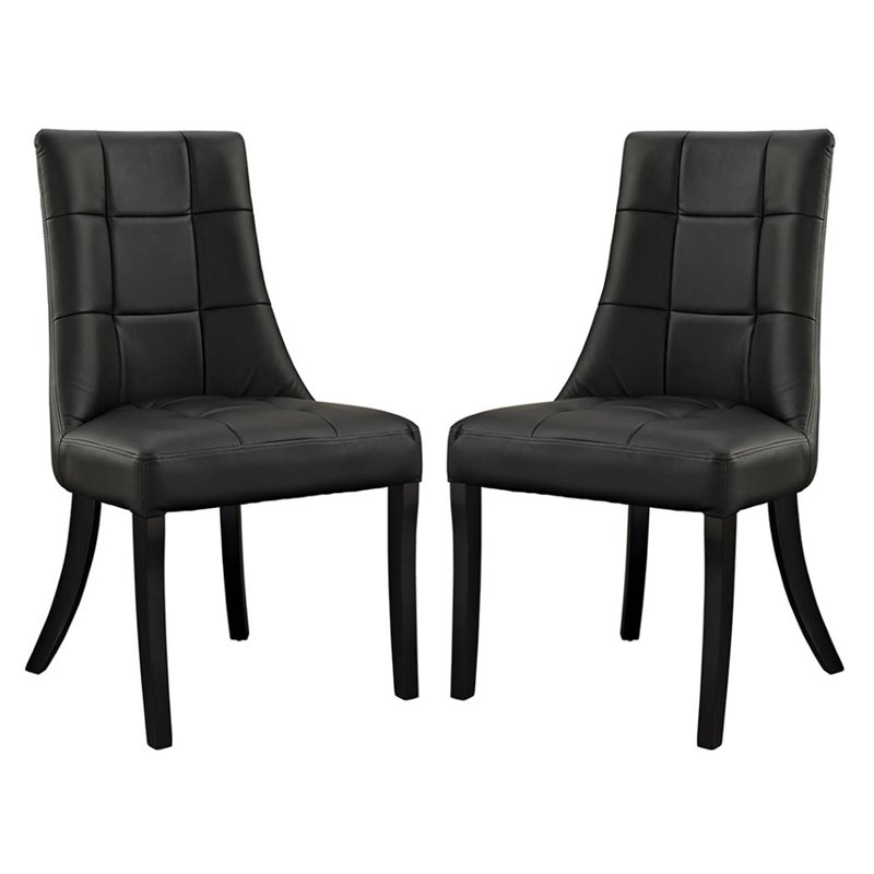Modway Noblesse Faux Leather Dining Chair in Black (Set of 2) Cymax
