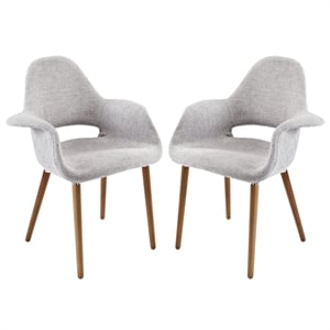 Modway Aegis 18.5&quot Modern Fabric Dining Armchair in Light Gray (Set of 2)