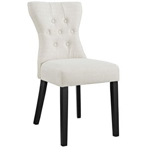 Modway Silhouette 19.5&quot Modern Fabric Dining Side Chair in Beige