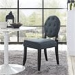 Modway Button Upholstered Dining Side Chair in Gray with Tufted Buttons