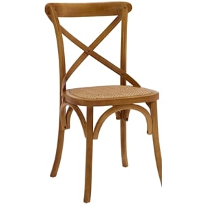 Modway Gear 17.5&quot Modern Wood Dining Side Chair in Walnut Finish