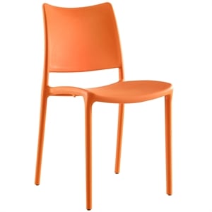 Modway Hipster 32&quot Modern Plastic Dining Side Chair in Orange