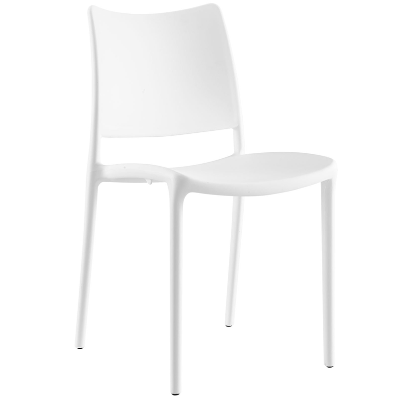 Modway Hipster Sturdy Polypropylene Plastic Dining Side Chair in White