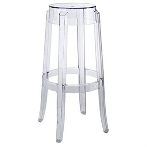 Modway Casper 30&quot Modern Style Plastic Bar Stool in Clear Finish