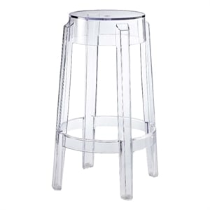 Modway Casper 26.5&quot Modern Style Plastic Counter Stool in Clear Finish