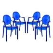Modway Casper Sturdy Acrylic Plastic Dining Armchairs in Blue (Set of 4)