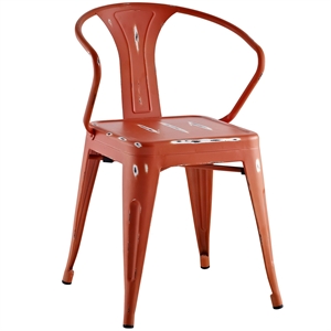 Modway Promenade Modern Aluminum Bistro Dining Chair in Red