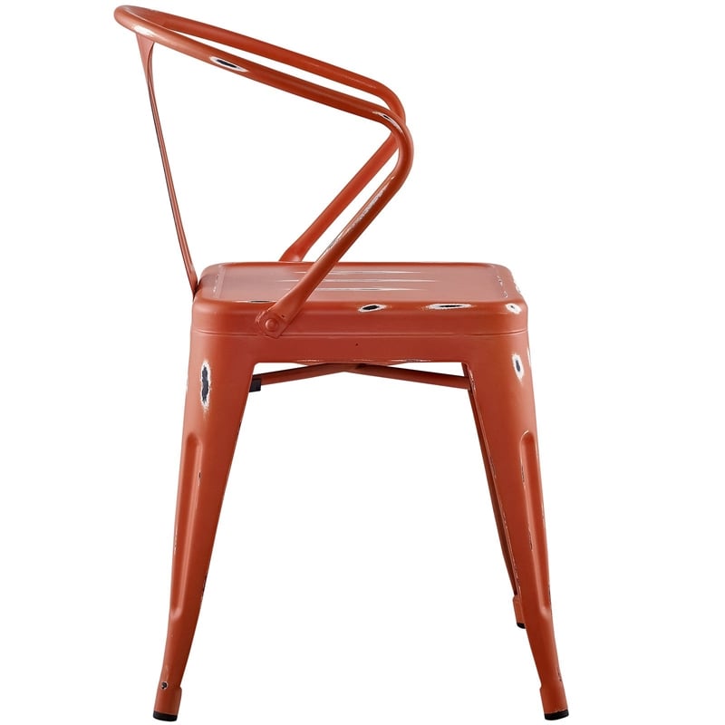 Modway Promenade Modern Aluminum Bistro Dining Chair in Red