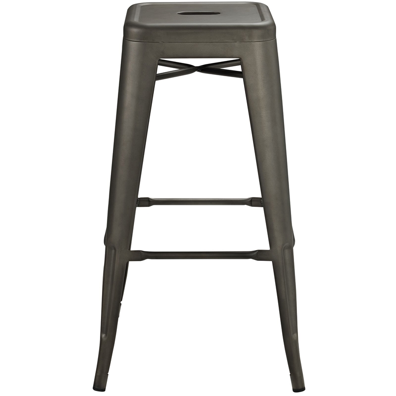 Modway Promenade Modern Aluminum Bistro Bar Stool in Brown