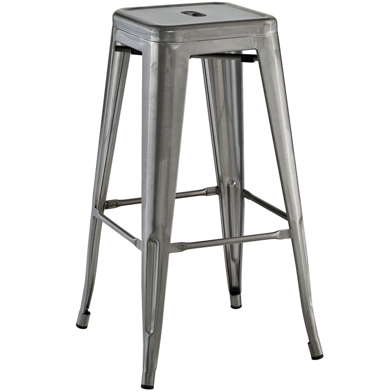 Modway Promenade Modern Aluminum Bistro Bar Stool in Brown