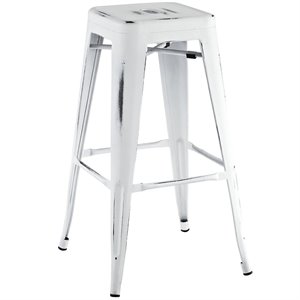 Modway Promenade Metal Bar Stool in White