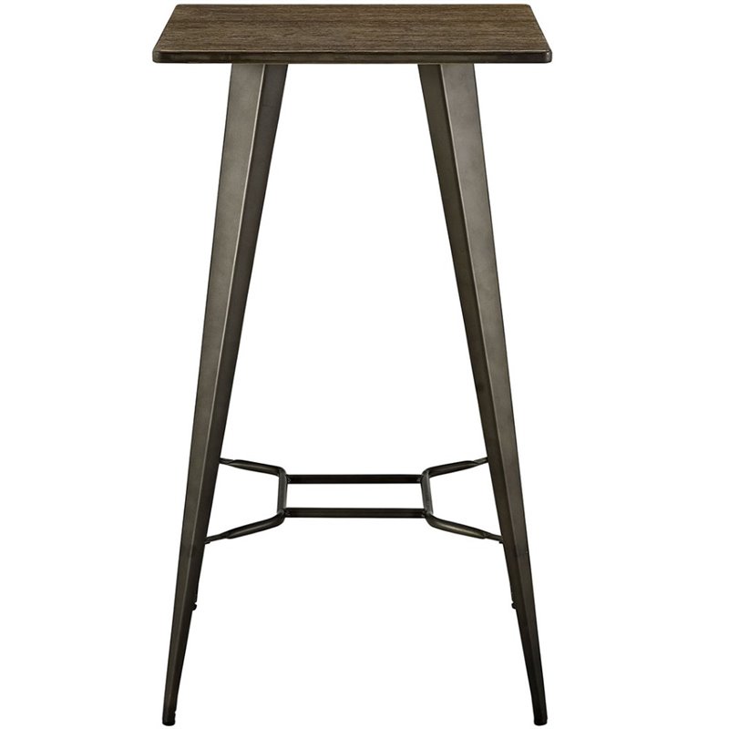 Modway Direct Modern Style Steel Metal Bar Table in Brown Finish