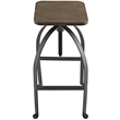 Modway Pointe Wood Top Metal Adjustable Height Kitchen Bar Stool In Brown