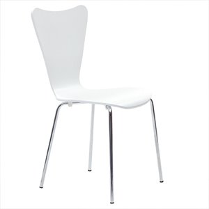 Modway Ernie 18&quot Modern Solid Plywood Dining Side Chair in White/Chrome