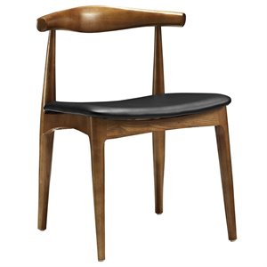 Modway Tracy 18&quot Modern Wood/Leather Dining Side Chair in Black/Brown