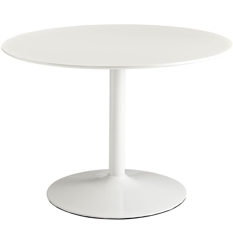 Modway Revolve Round Aluminum and MDF Wood Dining Table in White