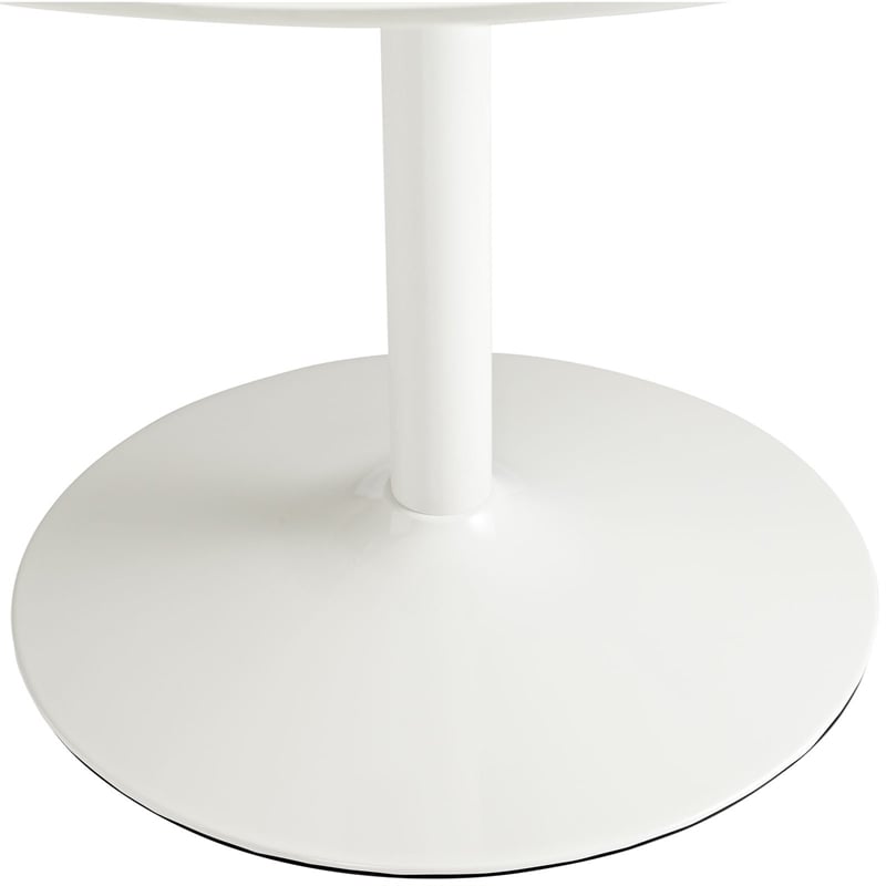Modway Revolve Round Aluminum and MDF Wood Dining Table in White