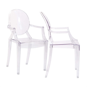 Modway Casper 18.5&quot Polycarbonate Plastic Dining Armchairs in Clear (Set of 2)
