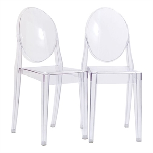 Modway Casper 18.5&quot Sturdy Acrylic Plastic Dining Chairs in Clear (Set of 2)