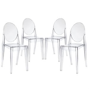 Modway Casper 18.5&quot Sturdy Acrylic Plastic Dining Chairs in Clear (Set of 4)