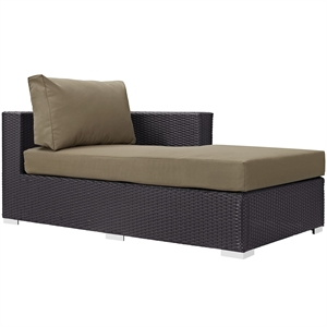 Modway Convene Wicker Rattan Outdoor Patio Right Arm Chaise in Espresso Mocha