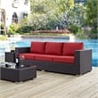 Modway Convene Aluminum and Rattan Outdoor Patio Sofa in Espresso/Red