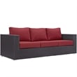 Modway Convene Aluminum and Rattan Outdoor Patio Sofa in Espresso/Red