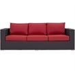 Modway Convene Aluminum and Rattan Outdoor Patio Sofa in Espresso/Red