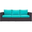 Modway Convene Aluminum and Rattan Outdoor Patio Sofa in Espresso/Turquoise