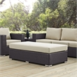 Modway Convene Rectangle Fabric Rattan Patio Ottoman in Espresso/Mocha