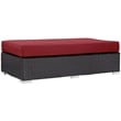 Modway Convene Rectangle Fabric Rattan Patio Ottoman in Espresso/Red