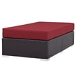 Modway Convene Rectangle Fabric Rattan Patio Ottoman in Espresso/Red