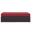 Modway Convene Rectangle Fabric Rattan Patio Ottoman in Espresso/Red