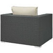 Modway Sojourn Aluminum and Rattan Patio Armchair in Canvas/Antique Beige
