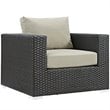 Modway Sojourn Aluminum and Rattan Patio Armchair in Canvas/Antique Beige