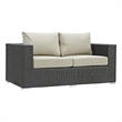 Modway Sojourn Aluminum and Rattan Patio Loveseat in Canvas/Antique Beige