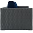 Modway Sojourn Aluminum and Rattan Patio Loveseat in Canvas/Navy