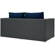 Modway Sojourn Aluminum and Rattan Patio Loveseat in Canvas/Navy