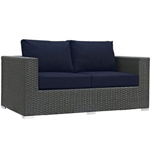 modway sojourn patio loveseat in canvas navy