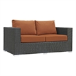 Modway Sojourn Aluminum and Rattan Patio Loveseat in Canvas/Tuscan
