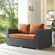 Modway Sojourn Aluminum and Rattan Patio Loveseat in Canvas/Tuscan