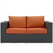 Modway Sojourn Aluminum and Rattan Patio Loveseat in Canvas/Tuscan