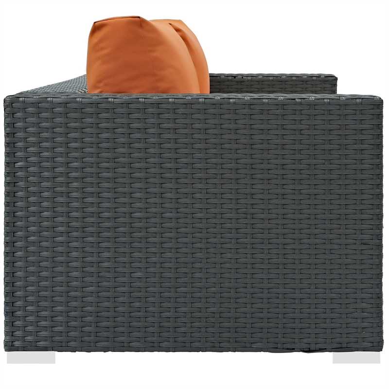 Modway Sojourn Aluminum and Rattan Patio Loveseat in Canvas/Tuscan