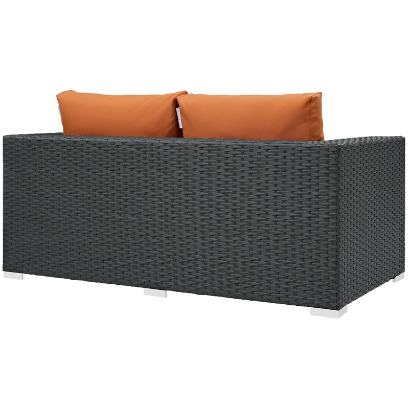 Modway Sojourn Aluminum and Rattan Patio Loveseat in Canvas/Tuscan