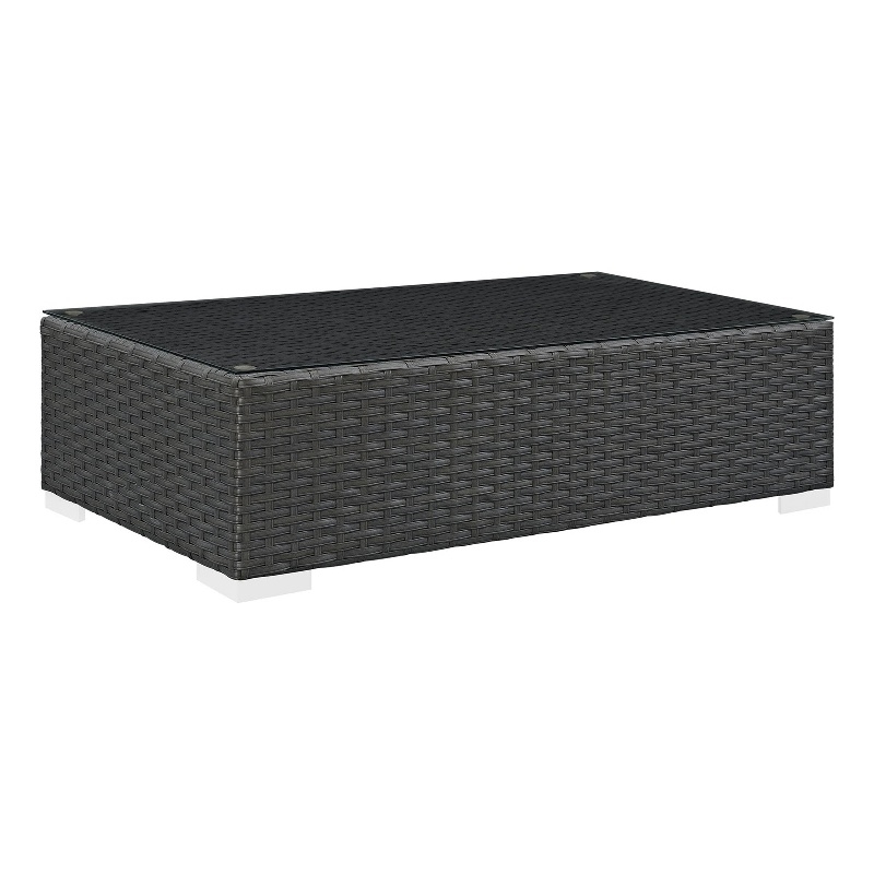 Modway Sojourn Aluminum and Rattan Patio Coffee Table in Chocolate