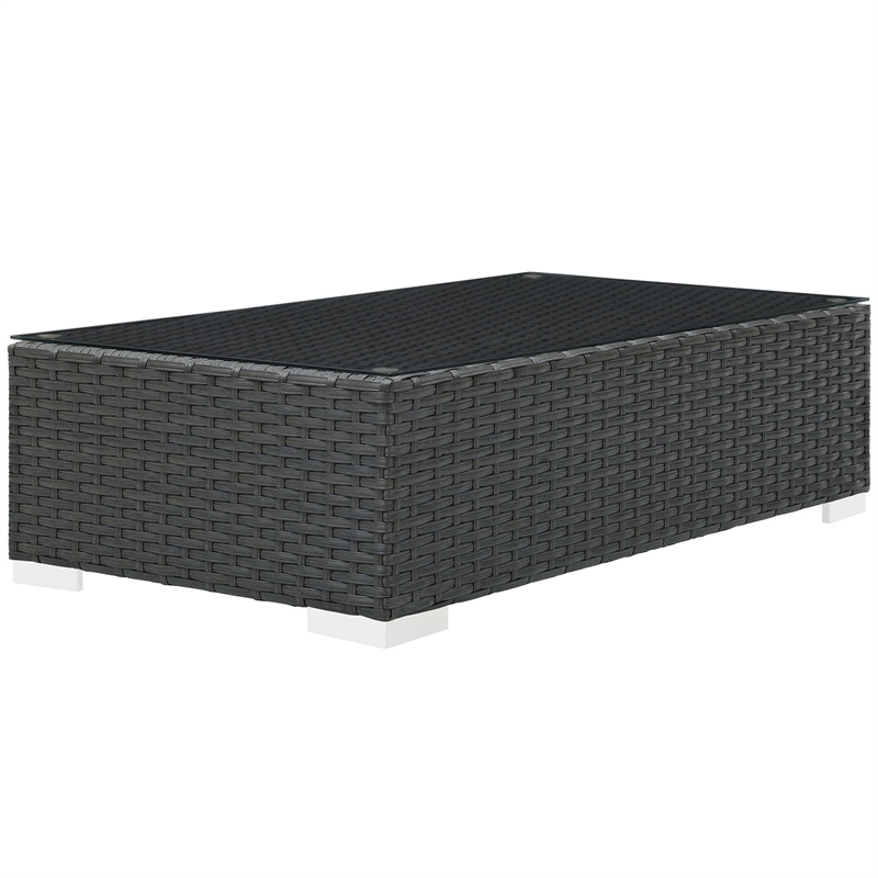 Modway Sojourn Aluminum and Rattan Patio Coffee Table in Chocolate